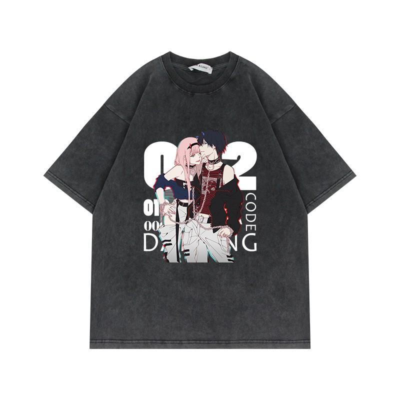 Übergroßes Anime-T-Shirt für Jungen 230g Baumwolle Vintage-Waschung Kurzarm Lässiges Oberteil