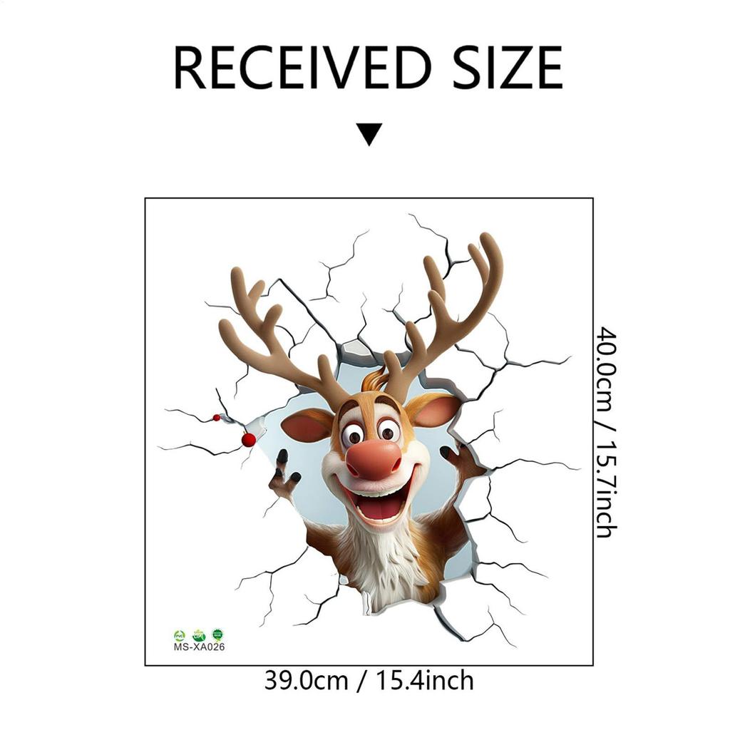 Christmas Window Wall Decals Removable Animal Art Clings Party Decor Reindeer Christmas Window Wall Art Decals For Door Room
