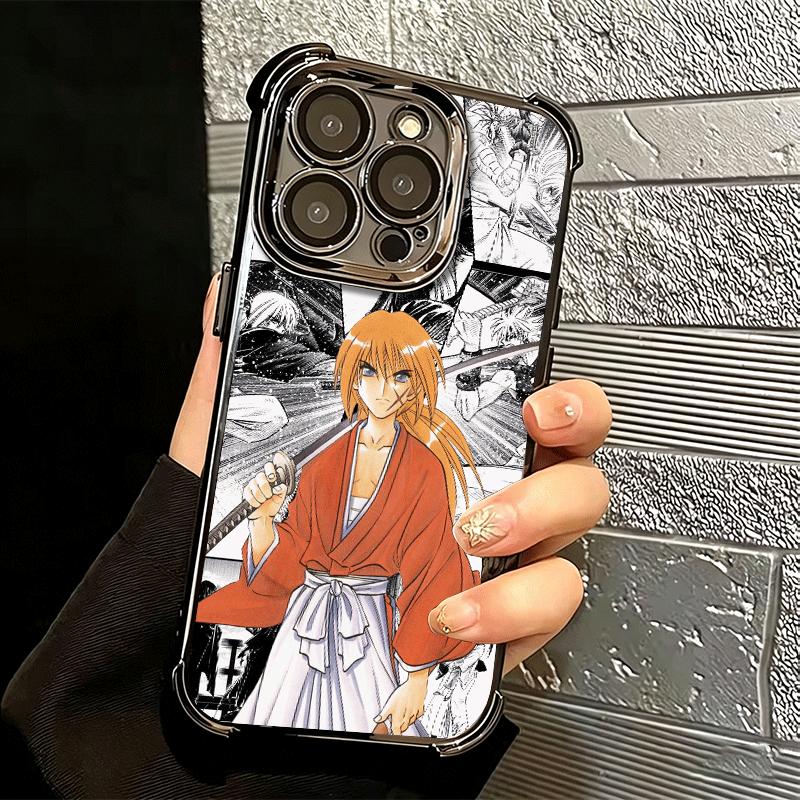 Rurouni Kenshin Anime Soft Phone Case For iPhone 15 16 17 Air 14 Pro Max 16E Plus 13 12 Mini Plating Anti-Fall Fundas