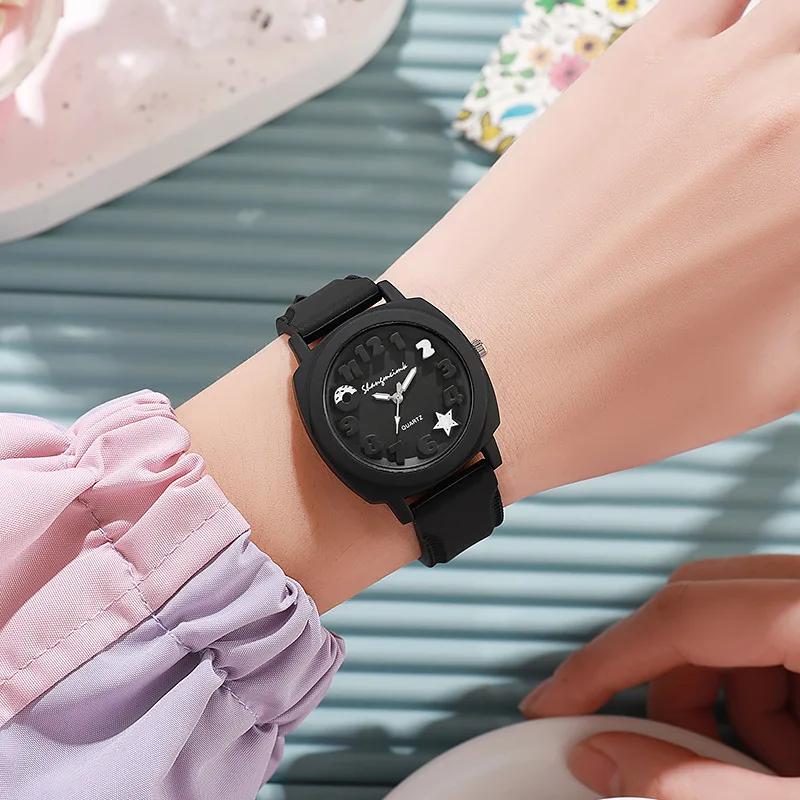Fashion Women 3D Arabic Dial Quartz Watch Candy Color Silicone Band Square Watch Ladies Wristwatch Luxury Clock Gift Reloj Mujer