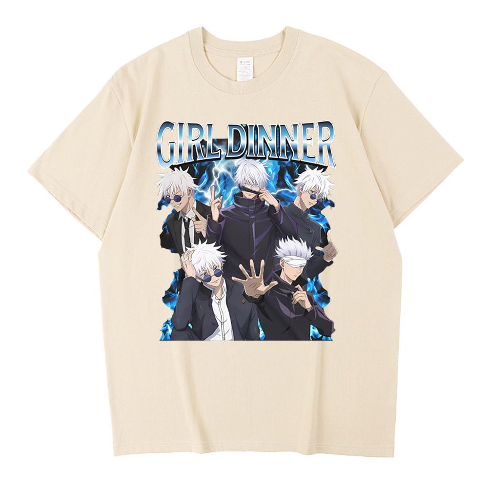 Satoru Gojo Jujutsu Kaisen T-Shirt Vintage Streetwear Japanese Anime Short Sleeve Men Clothing High Quality Cotton T Shirt