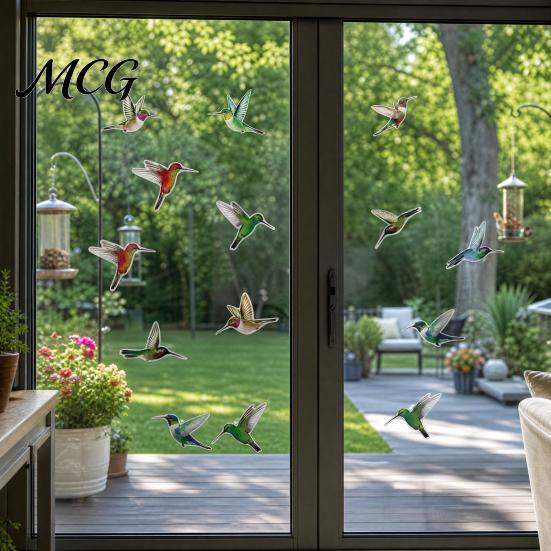 Einfach anzubringender Vogelaufkleber 12 Stück Fenstersticker, Schutzaufkleber, Abnehmbare PVC Anti-Kollisions-Aufkleber Wiederverwendbar für Glastüren Und Fenster, Verhindern