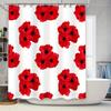 Red Poppy Shower Curtain Waterproof Fabric Decor for Bathroom Walls 3D Printed Design Available in Multiple Sizes