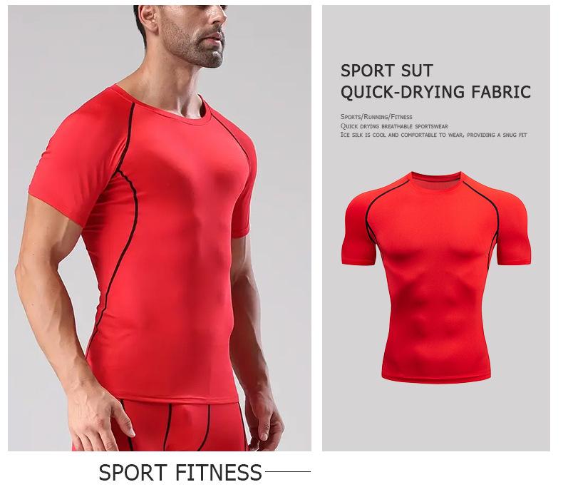 Men's Quick-Dry Elastic Sports T-Shirt - Breathable Ice Silk Short Sleeve Fitness Wear