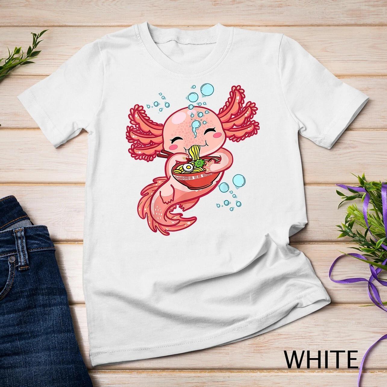 Kawaii Axolotl Ramen Teen Girls Kids Japanese Anime Lover T-Shirt Unisex T-shirt 1 2XL