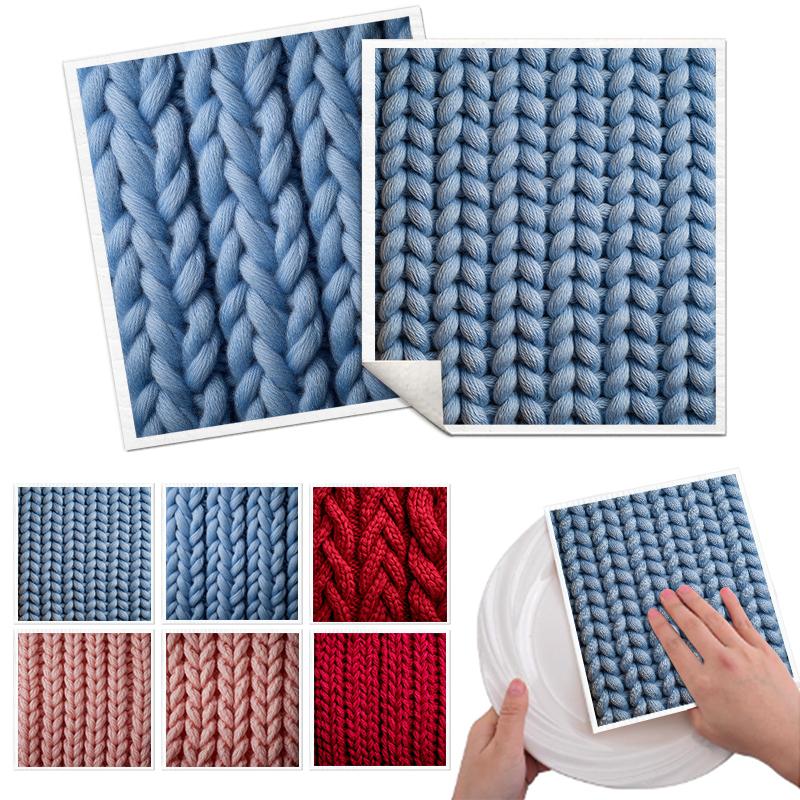 Cleaning Cloth Reusable Kitchen Dish Towels Eco-friendly Microfiber Knitted Print Dishcloths Lint Free Washable Duster Rags Tea Towels 9*7inch