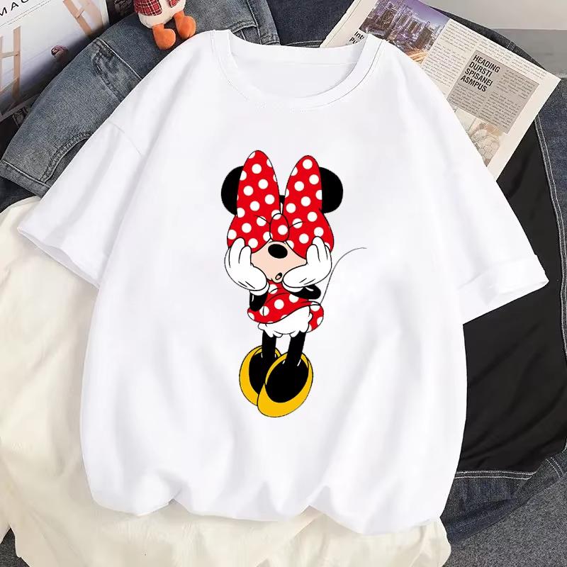 Cartoon Trendy Casual TShirt Printed with Mickey Mouse and Minnie Mouse Fun Pattern Unisexs Short Sleeve Street Loose