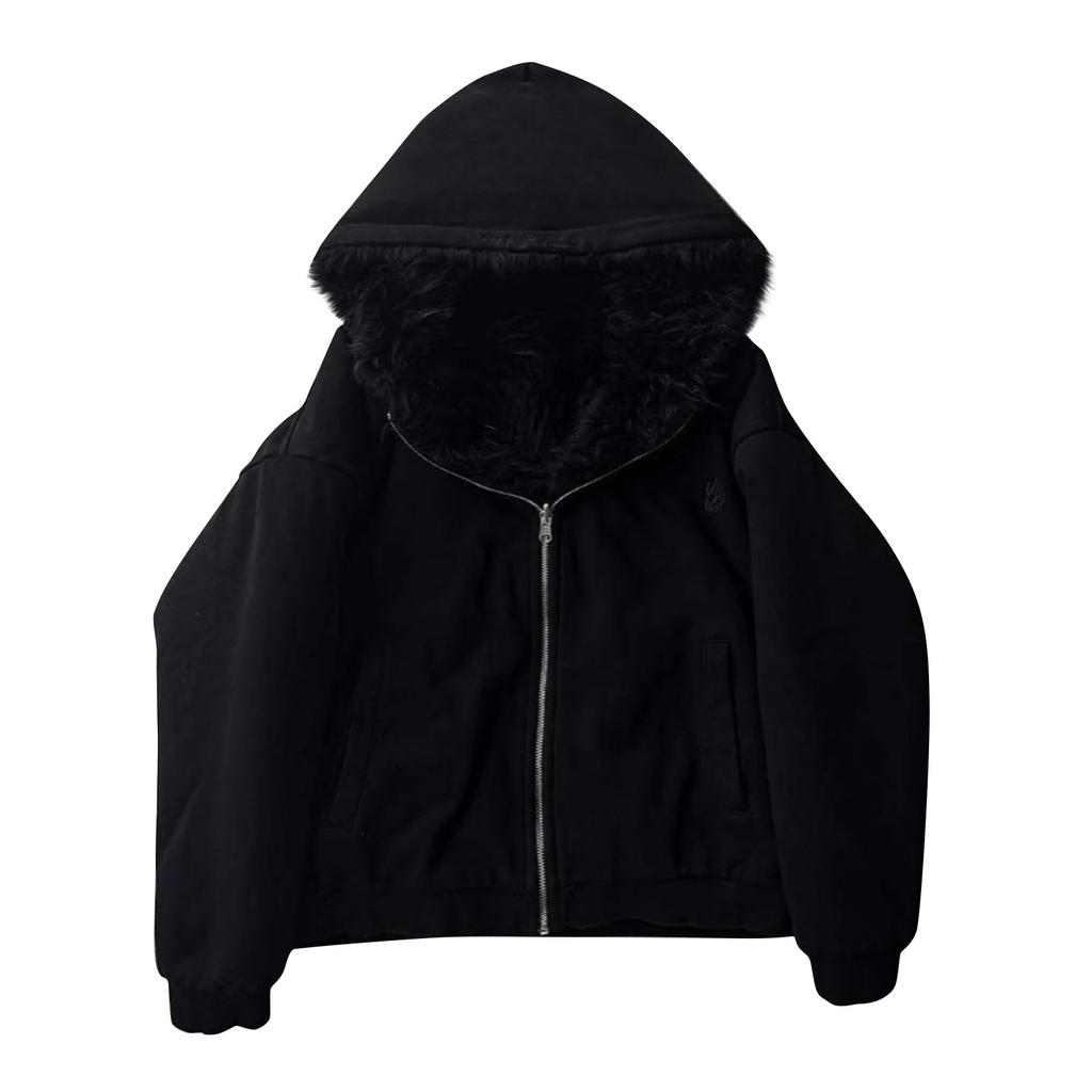 Men's Solid Color Zipper Plus Velvet Double-Sided Wear Sweatshirt Men's Sports Large Size Casual Sweatshirt Jacket