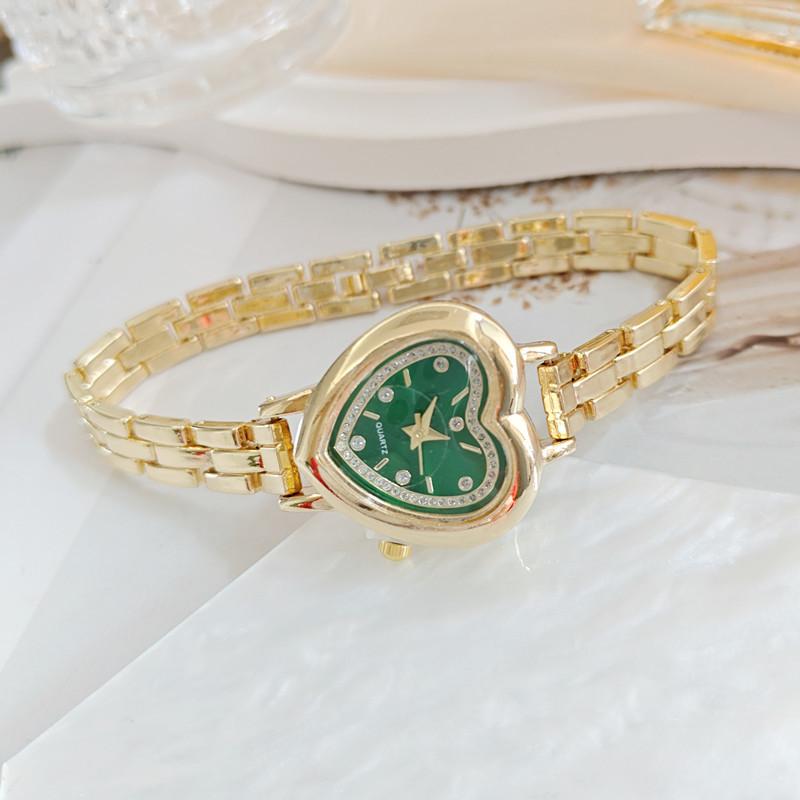 Dames Hartvormige Strass Horlogeband Armband Polshorloge