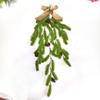 Upside Down Teardrop Christmas Tree Ornament with Bow, Red Berries, and Flocked PE Garland