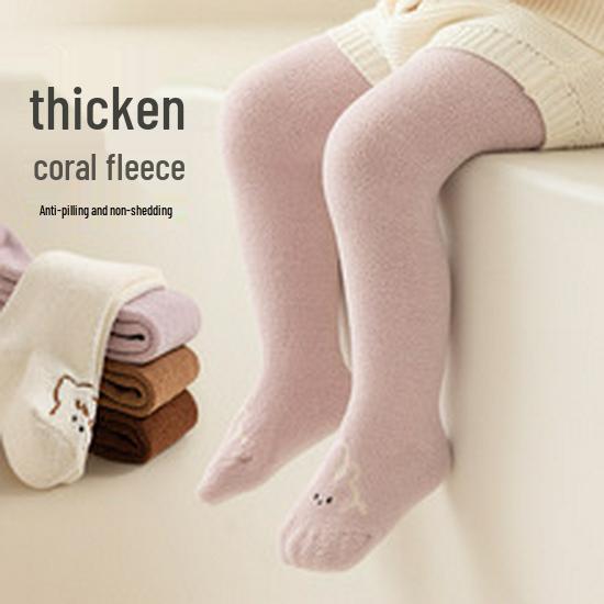 Combed Cotton Seamless Mid-Calf Socks with Fleece and Terry Cloth for Infants & Toddlers