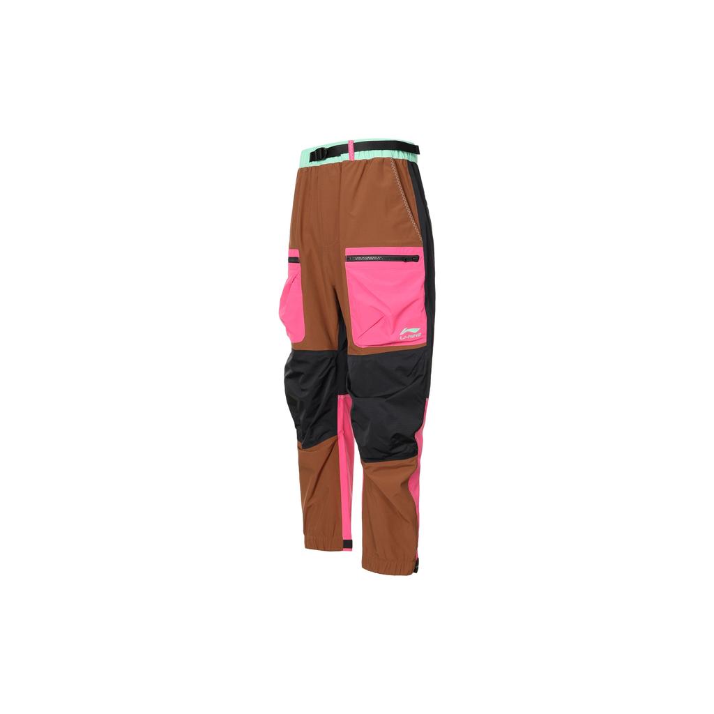 Li-Ning Pánské sešívané kalhoty s manžetami pro volný čas s velkými kapsami Pánské spodky Želvovinově hnědé AKXS095-1