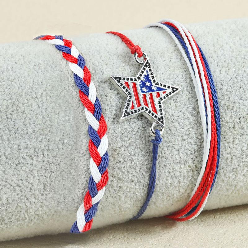 Американский День Независимости Красно-бело-синий Звездный Плетеный Браслет