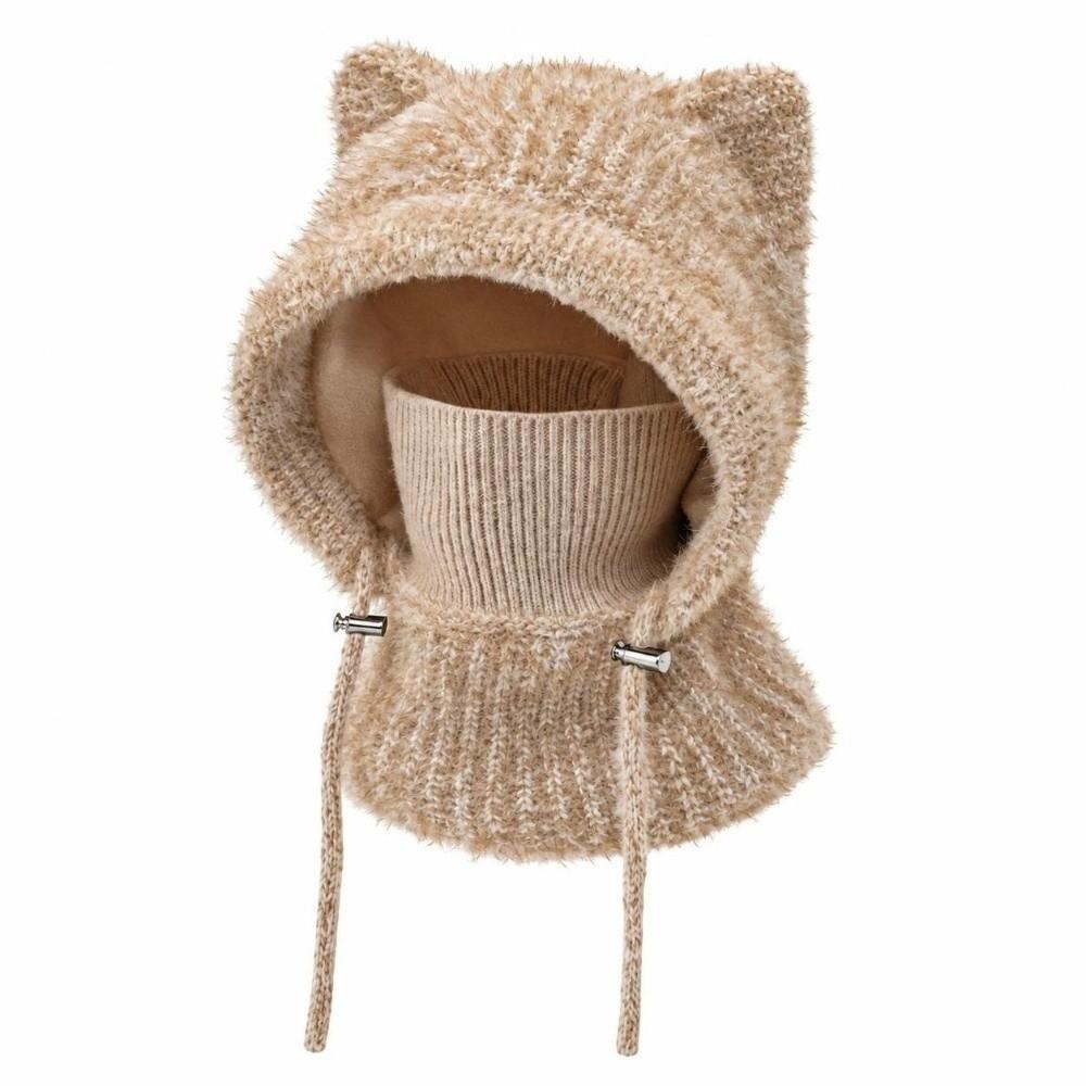 Windproof Hooded Scarf Hat Thickened Mask Neck Warmer Japanese Style Cap Cat Ears Beanie Travel