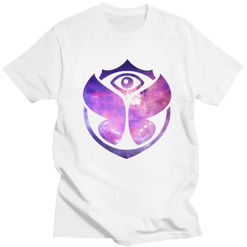 2025 Własny Przystojny Fioletowy Koszulka Tomorrowland Męska z Krótkim Rękawem Miękka Bawełniana Koszulka Nadruk Modne Koszulki