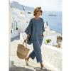 Clothing Bohemian Casual Suit 1116 Vintage Printed Wide Leg Pants Beach Vacation Ladies Two-piece Set