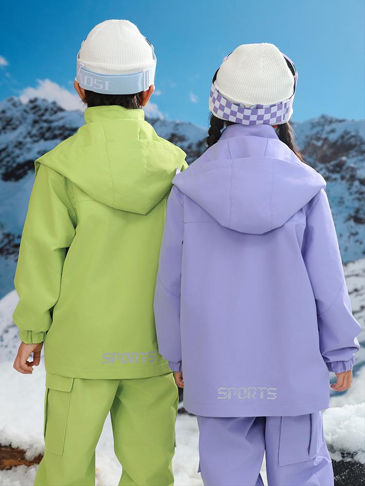 Kids' Thickened Ski Suit Set: Warm DuPont, Three-Proof Mountaineering Jacket for Boys & Girls, Primary School Students, Three-Piece.