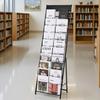 Brochure Display Rack, 20 Pockets Magazine Literature Display Stand, Portable Floor Standing Magazine Rack, Metal Newspaper Catalog Holders for Shop,