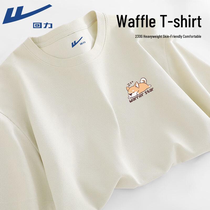 Warrior Waffle Knit Cute Dog Print T-Shirt