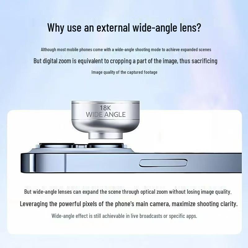 18K HD Ultra Clear Wide-Angle Lens for Mobile Photography and Live Streaming