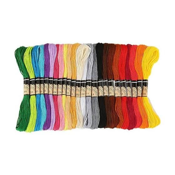 Embroidery Thread, 24 Colors, Cotton, High Mass, Sewing Thread, Embroidery Thread, Embroidery Kit, Colorful, Multicolored, Vibrant Sewing Thread,