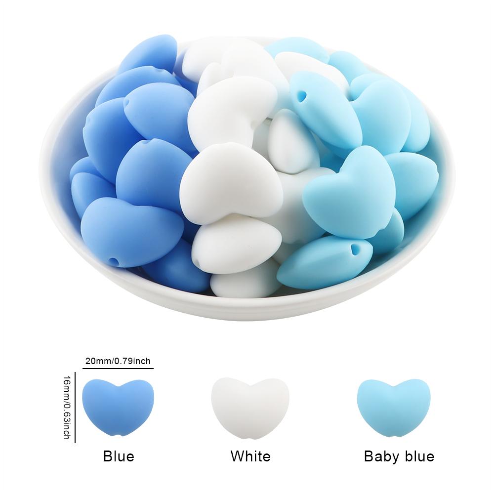 Kovict 21pcs Silicone Beads Heart Shape Charm For Jewelry Making Necklace Bracelets Accessories