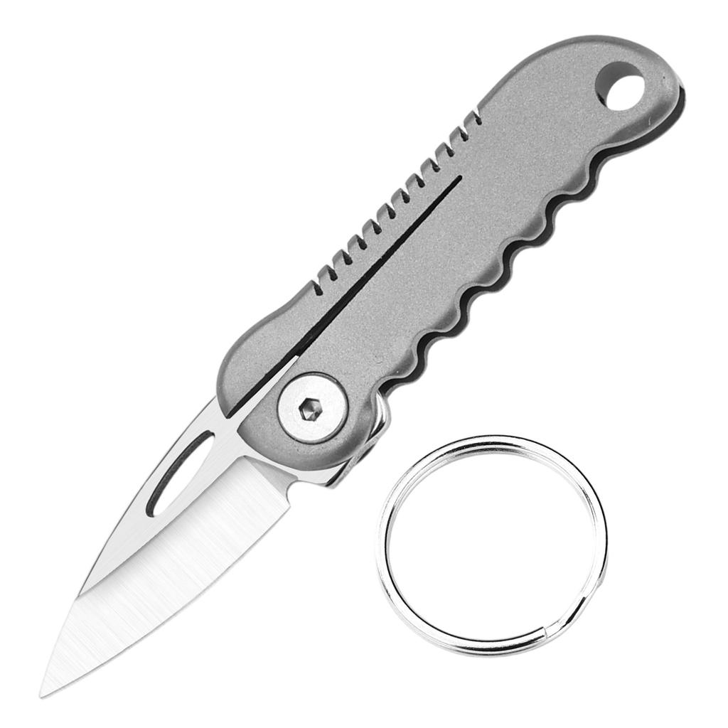 MINI Titanium Alloy Folding Knife Keyhole Can Be Opened 7Cr Steel Blade EDC Portable Keychain Pendant Unpacking Express Gadge