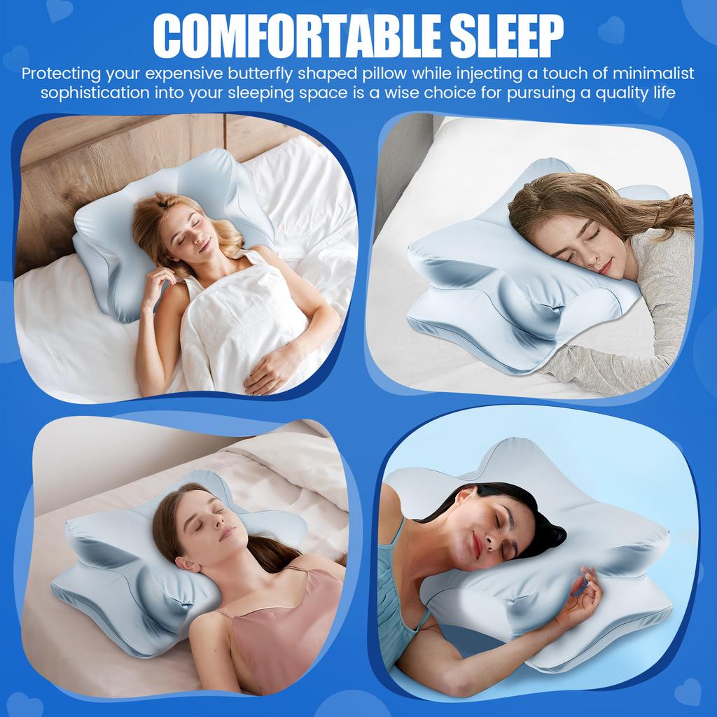 Cervical Pillowcase Soft Butterfly Shaped Pillowcase with Zipper Breathable Bed Pillow Cover Home Accessories for Hotel Hospital