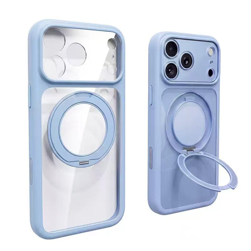 iPhone 17 Pro Max Transparent 360° Magnetic Stand Case with Full Lens Protection