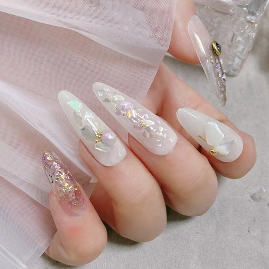 Yousheng 1Box Manicure Decoration Stylish Compact Wide Application Colored Shell Stones Nail Decoration for Phone Case