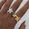 Trendy High Quality Flower Design Stainless Steel Rings18K Gold Plated Waterproof Zircon For Daily Wear Vacation Seaside Etc