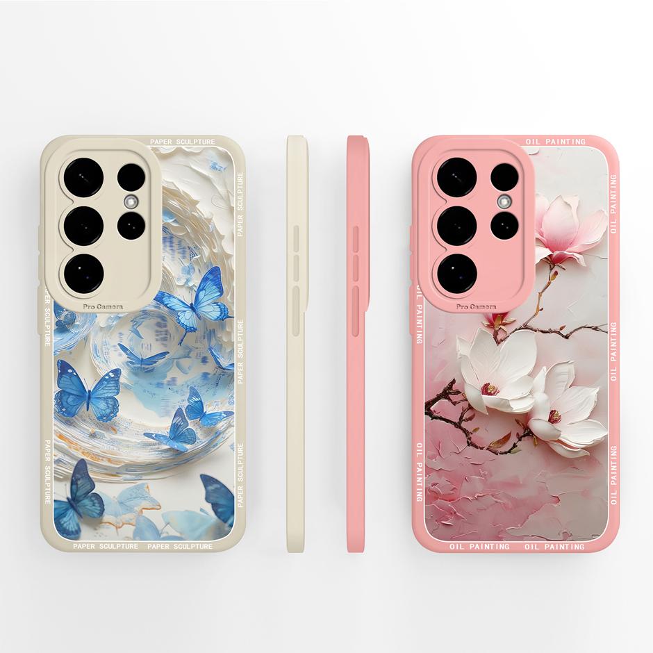 Case For Samsung Galaxy S26 Plus Ultra Pretty Flowers Liquid Silicone Protective Cover For SamsungS26Plus GalaxyS26 Ultra Fundas