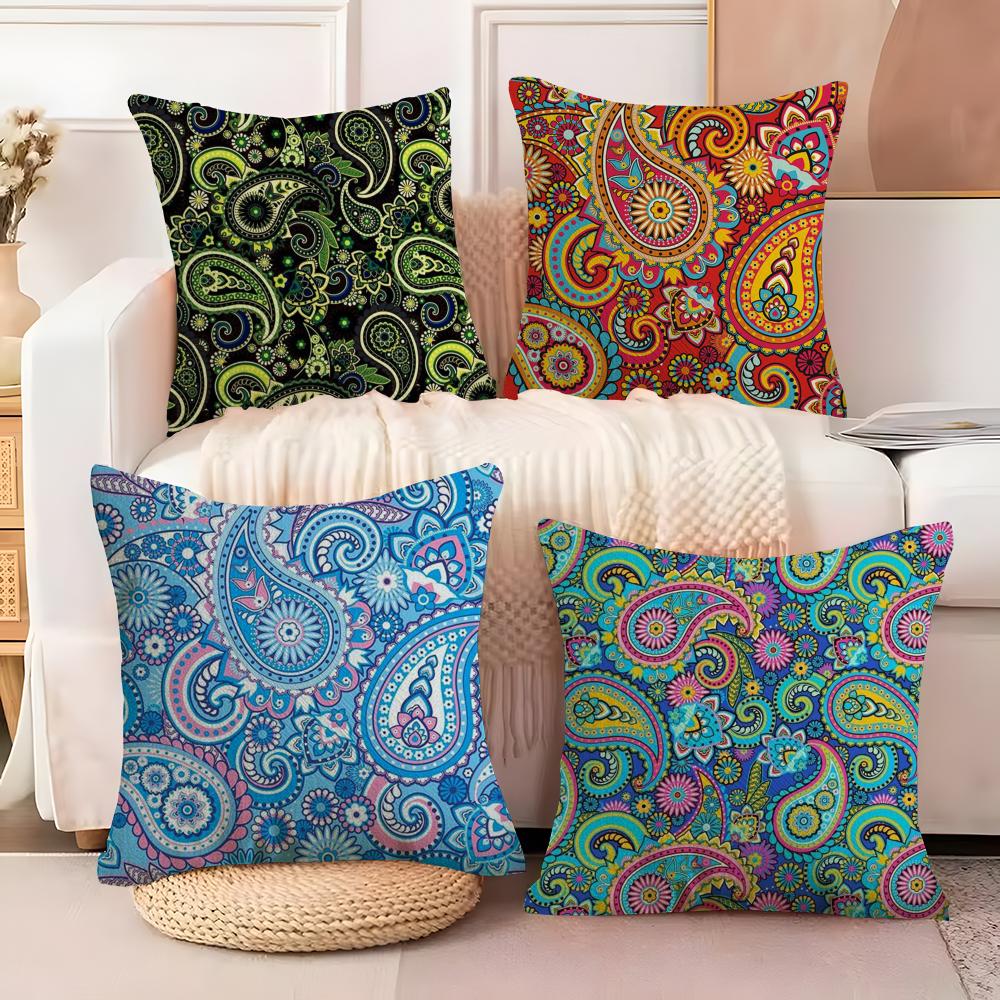 Painted Designp-Paisleys Cushion Cover Soft Plush Fabric Double-Sided Printed Sofa Cushion Cover For All Seasons Home Decor Gift
