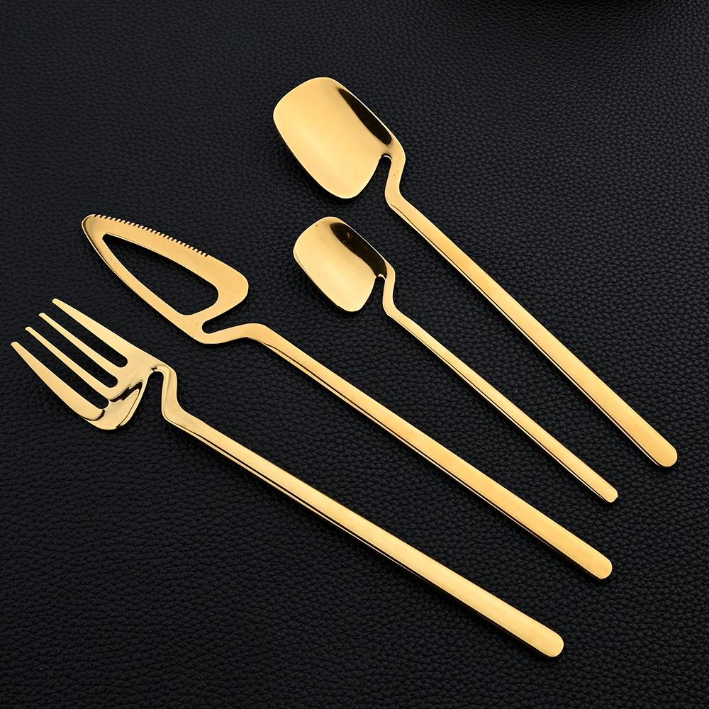 16Pcs Dinnerware Set Stainless Steel Cutlery Set Dinner Knife Fork Spoon Set Kitchen Flatware Western Tableware Party Set