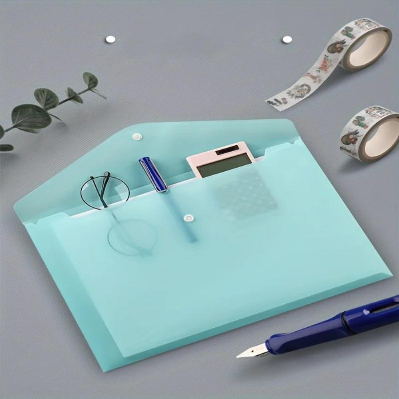 10Pcs A4 Transparent Plastic File Folders Waterproof Pp Document Storage Bags Student Test Papers & Office Organization Supplies