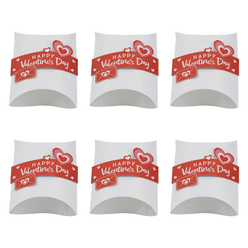 

Valentine S Day Pillow Box Design Candy Carton Packaging, Birthday Party Small Gift Happy Candy Box білий