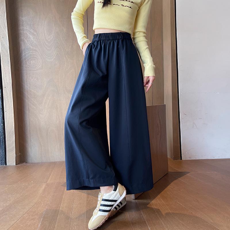 

2026 Spring Korean Style High-Waisted Wide-Leg Women s Cropped Carrot Pants – Slimming, Loose, Casual, and Trendy. Large темно-синього кольору