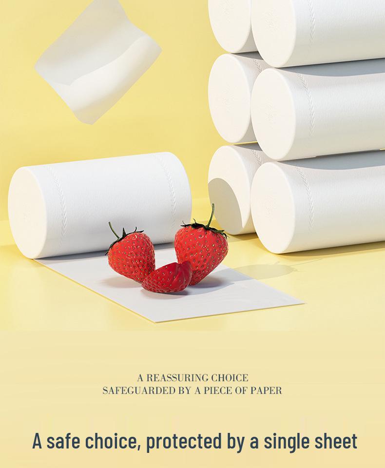 JieXu 5-Ply Thickened Coreless Toilet Paper Roll - 12 Pack, Water-Absorbent and Household-Sized