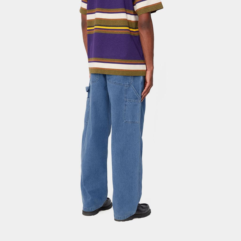 Carhartt WIP SS24 OG Single Knee Pant Loose Straight Leg Zipper Fly Square Label Contrast Stitching Jeans Men pants Blue I033338-01-60