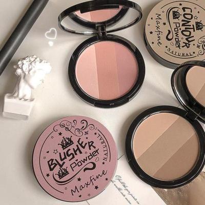 Polvo para contornear efecto tridimensional polvo no volador recorte cara de tres colores rubor sombra de ojos paleta de maquillaje suministro de maquillaje