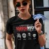 A History Of Horror Masks Jason Halloween Crown Funny Motto Women T-Shirt