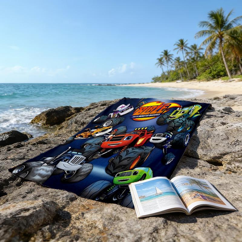 1 Stück Blaze und die Monster-Maschinen (3) Strandtuch, Strand- und Meeresufer-Schwimmbadausstattung, Modisches Muster, Rechteckig, Reiseutensilien