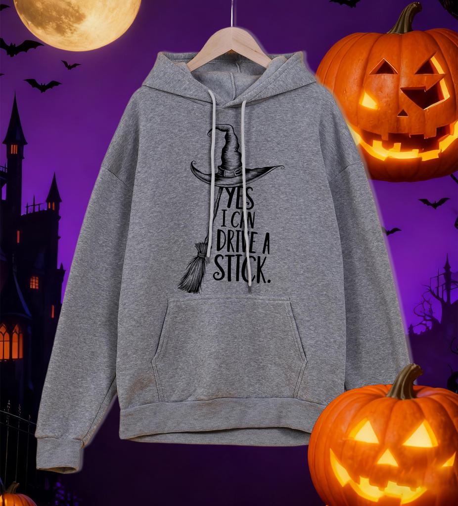Happy Halloween Broom Hat Printing Men Hoodies All-Match Casual Pullovers Autumn Fleece Hoodie Loose Pocket Male Streetwear