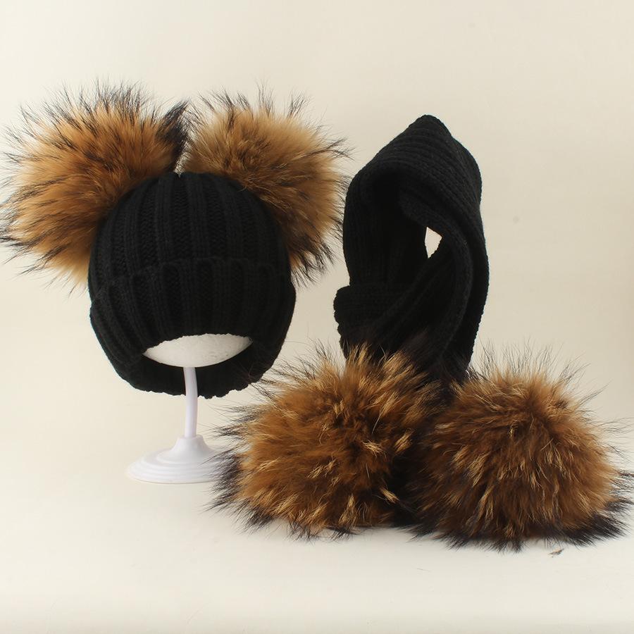 Kids Winter Warm Knitted Set Pom‑pom Hat Scarf Gloves 3‑Pcs Set Or Single Beanie Hat Windproof Ear Protection For Boys Girls Cold Weather Outdoor