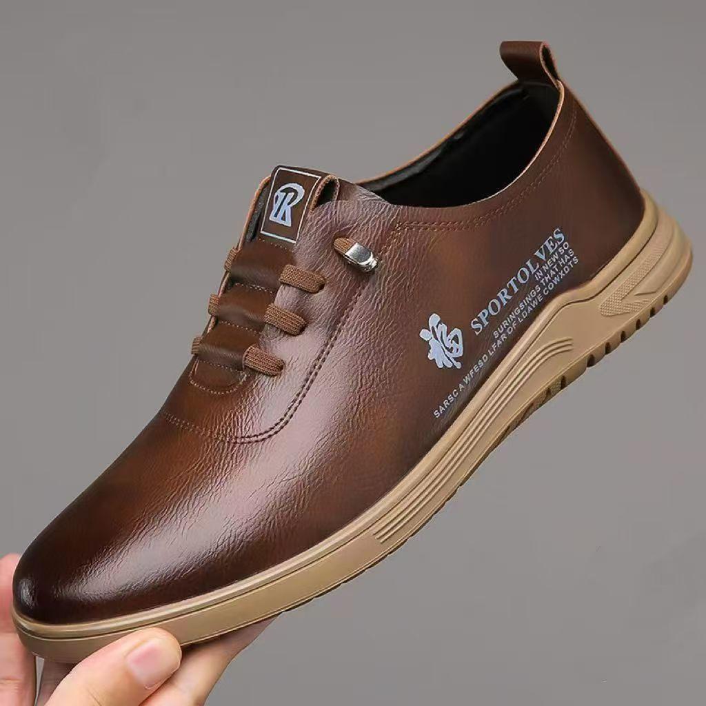 2025 new men's leather shoes spring casual men's shoes soft-soled casual one-pedal casual shoes factory