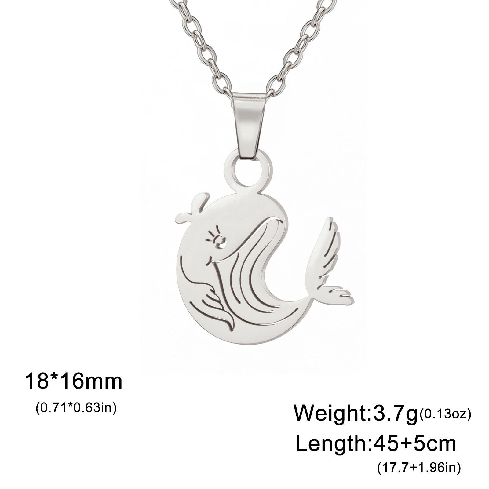 Lucktune Ocean Whale Pendant Necklace Stainless Steel Cute Marine Whale Tail Choker Necklace for Women Swimmers Jewelry Gifts