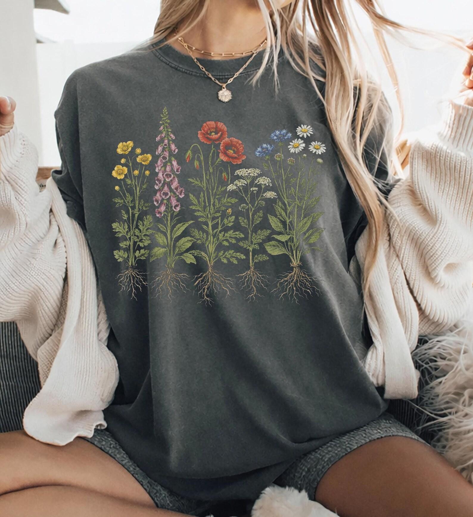 90s Wildflower Botanical Comfort Colors® Shirt, Retro Cottagecore T-Shirt, Vintage Garden Flower Shirt 4XL