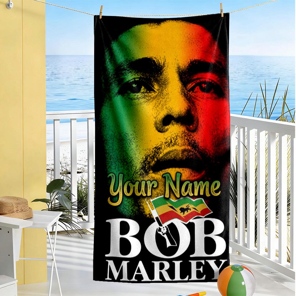 Bob Marley Personalized Text Beach Towel Super Soft & Absorbent Portable for SwimmingBeachCamping Travel Beach AccessoriesGym