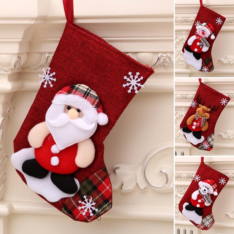 New Year Christmas Stocking Sack Xmas Gift Candy Bag Noel Christmas Decorations for Home Natal Sock Christmas Tree Decor