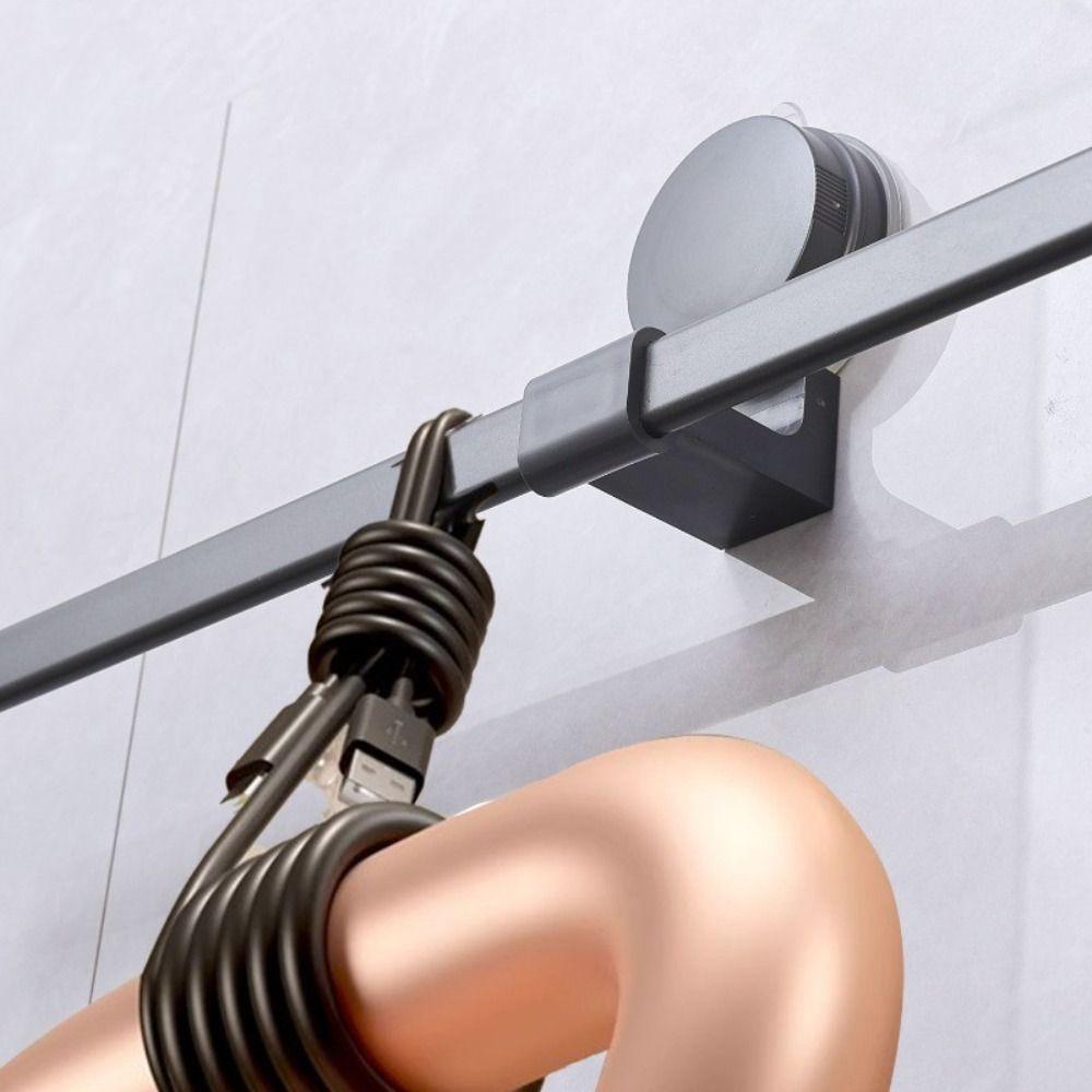 Punch-free Towel Rack Suction Cup Slipper Storage Shelf Portable Bathroom Hanging Rod